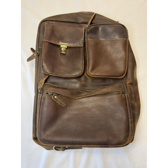 TIDING Men's Leather Convertible Backpack 15.6"Laptop Briefcase Messenger Bag - Picture 1 of 10